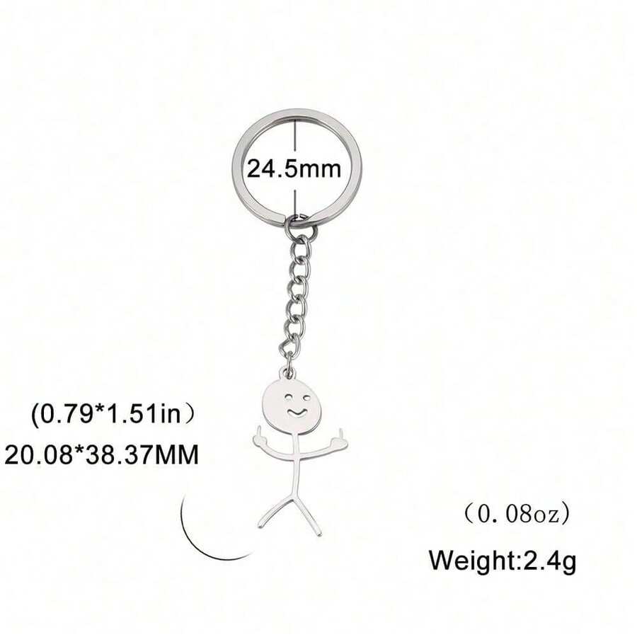 Funny Graffiti Keychain, Stainless Steel Gesture Keyring, Stainless Steel Figure, Keychain Pendant - Perfect For Men, Suitable For Bags And Car Decoration, Great Gift Idea - Multicolor - View 1