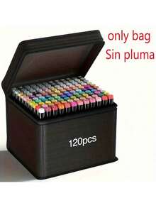 2 Sets Containing 120 Markers, Including 2 Large Capacity Storage Boxes, 2 Multi-Functional Canvas Pen Holders, And 2 Portable Folding Pen Bags, Perfect Holiday Gift For Storing 120 Colored Pens. - Multicolor - View 3