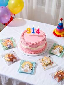 100/300/500个装透明可爱小熊自封零食袋，一次性单包装袋，适用于饼干、太妃糖、糖果，感恩节、圣诞节、新年等节日礼品 - 彩色 - 查看 7