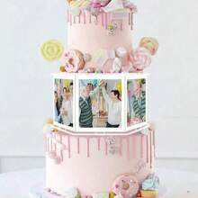 7.9" DIY Photo Acrylic Cake Stand Set, Floating Acrylic Cake Separator, Tiered Acrylic Cake Display Stand, Hexagon DIY Assembly, No Electric Needed, Personalized Cake Display Rack For Wedding, Birthday, Graduation Ceremony - Multicolor - View 8