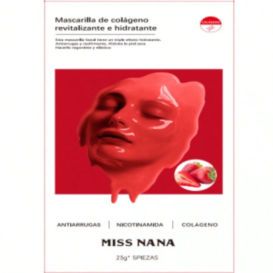 Paquete de 5 mascarillas faciales antiarrugas de colágeno juvenil (fresa)