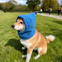 1 Stück Warme Vollkopfbedeckung für Haustiere - Süßer & lustiger Corgi & Schnauzer Hund Sherpa Weicher Warmer Hut, Verstellbarer Kordelzug Vollkopfdesign, Fällt nicht ab, Tolles Geschenk - Grau - Übersicht 3