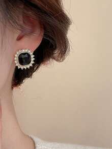 6对/套 奢华复古花朵蝴蝶结耳环，饰以仿珍珠，适合日常及节日佩戴，轻奢高端女士耳环，方形仿珍珠耳环，女士仿珍珠首饰套装 - 彩色 - 查看 3