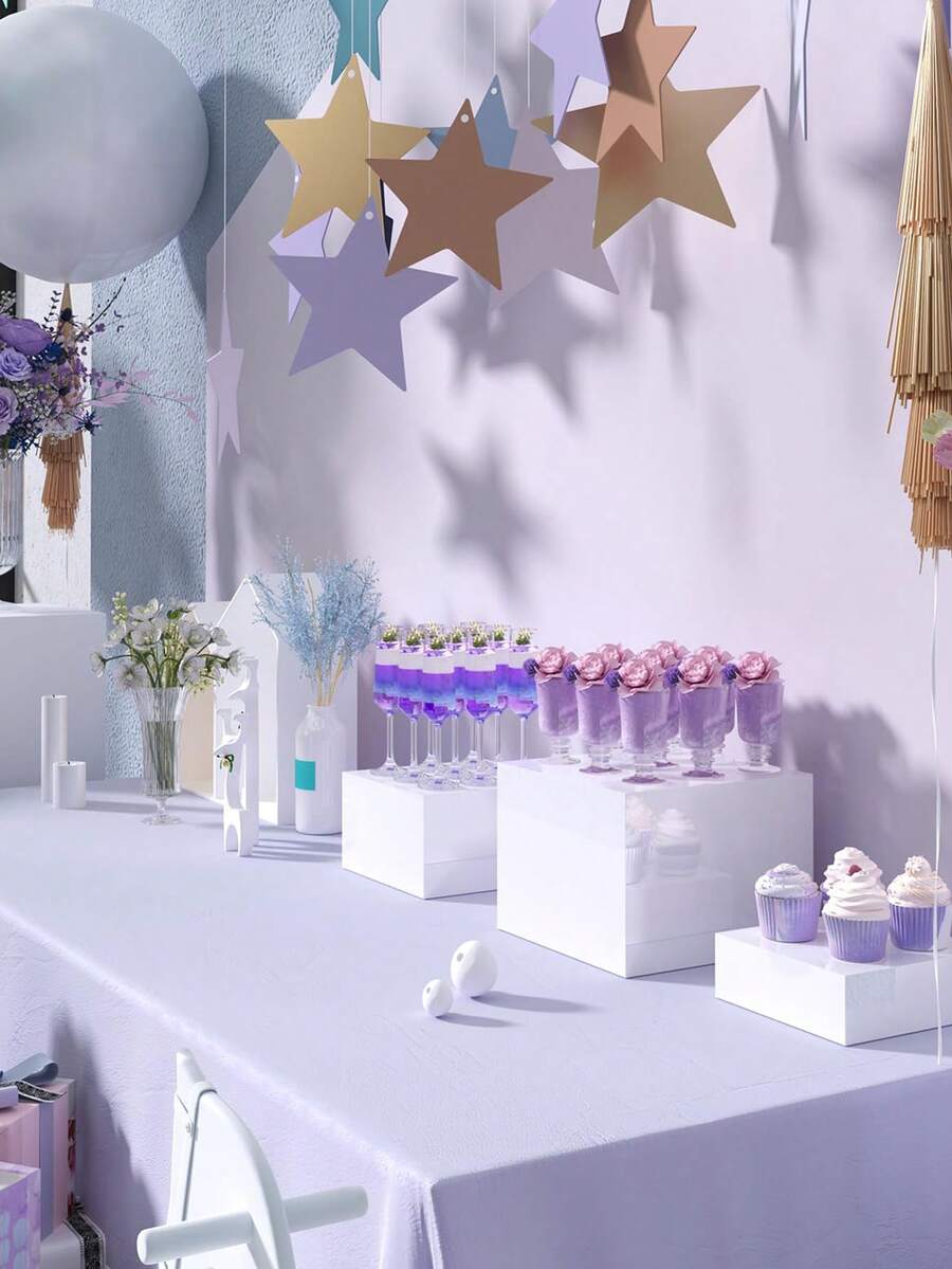 3 piezas de elevadores de autoservicio de buffet de acrílico, con fondo hueco para alimentos, postres, joyas y exhibición de figuras - Elevadores cúbicos anidados blancos para decoración de fiestas