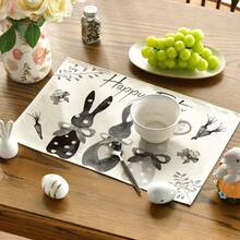1/2/4/6/8/300 Pcs Luxury Placemat Set, Featuring Modern Minimalist Easter Bunny Pattern Design. Size: 12*18 Inches/30*45 Cm, Multiple Patterns Available, Suitable For Easter Dining And Home Decor. - Multicolor - View 9