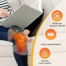 Hailicare Cordless Electric Knee Massager, 3 Vibration Modes, 5-Level Heating, Warm Compress Shoulder & Elbow Massager Support Brace, Joint Elbow Knee Heating Pad, Thermal Massage Knee Wrap, Pain Relief, Arthritis Muscle Relaxation - Grey - View 4