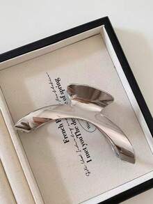 极简金属弧形不规则女士发爪夹，优质材料，适合全头或半头造型，发饰夹，优雅、时尚、精致、别致、Y2K风、辣妹风、甜美风、酷女孩风、大学生风，日常佩戴，派对、度假、节日活动，送给女孩女士的时尚发饰礼物 - 銀色 - 查看 2