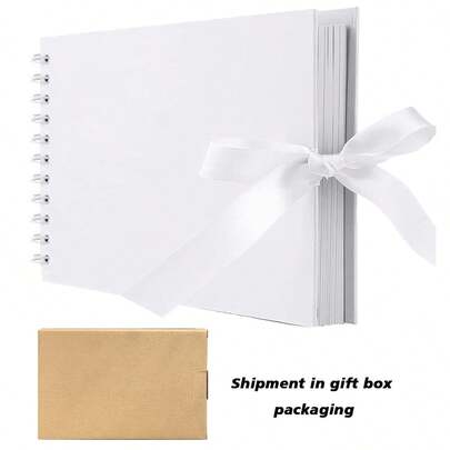 1 Piece 60 Pages (30 Sheets) Scrapbook Album, Kraft Paper Scrapbook Album For Wedding Guest Book And Anniversary, Family DIY Scrapbook - For Craft Paper DIY, Christmas Gift (Black)