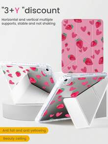 一款可爱的卡通动漫红色书本爱心草莓图案双面亚克力透明水晶后盖，防震，兼容iPad 7、8、10代（10.2英寸），内置笔槽，支持睡眠/唤醒功能，是理想的圣诞节和新年礼物。 - 彩色 - 查看 4