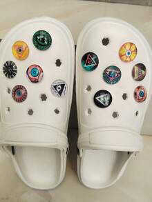 12pcs Crystal Glass Animal Eye DIY Shoe Decoration Set, Suitable For Clogs, Beach Sandals, Flip Flops - Multicolor - View 9