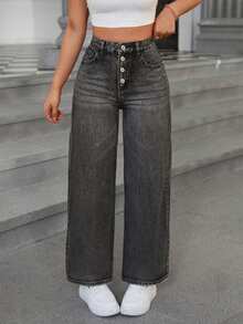 Women Jeans - 灰色 - 查看 3