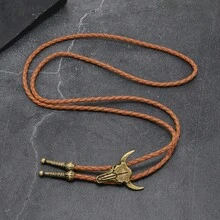 1pc Unisex Bolo Tie, Rodeo Cowboy Leather Bull Head Necklace, Western Style - Multicolor - View 7