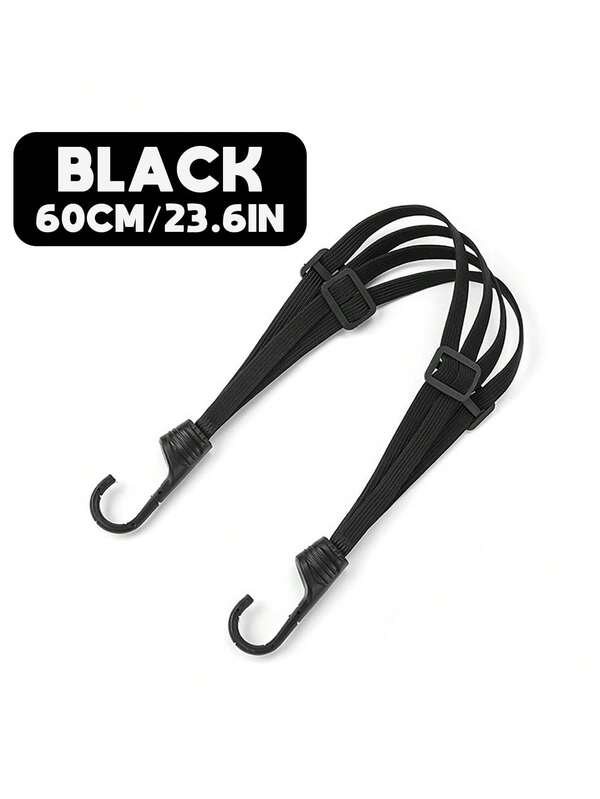 2/5pcs Black Elastic Motorcycle Tie Down Straps, Bungee Cord For Bike Helmet, Electric Scooter Net, Luggage Securing Rope