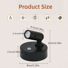 1pc/2PCS/4PCS Wireless Sensor Spotlight, 3-Color Adjustable LED Wall Light, Magnetic High-Efficiency Sensor Light, Battery Powered USB Rechargeable Wall Light, Suitable For Hallway, Bedroom, Painting, Art Exhibition And Plant Indoor Spotlight - Multicolor - View 11