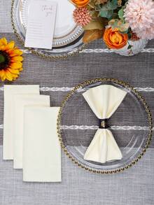 6/10/12/24/50pcs Beige Cloth Napkins Dinner Napkins Bulk 14*14/17*17/20*20 Inch Washable 100% Polyester Fabric Cloth Table Napkins With Stitched Edges Ideal For Hotel Restaurant, Holiday Parties Wedding