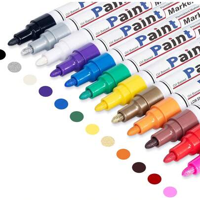 Paint Pens Paint Markers On Almost Anything Never Fade Quick Dry And Permanent, Oil-Based Waterproof Paint Marker Pen Set For Rocks Painting, Wood, Fabric, Plastic, Canvas, Pumpkins, Mugs, DIY Craft