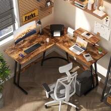 L Shaped Gaming Desk 120x120cm With Removable Monitor Stand Corner Computer Desk Large PC Writing Table For Home And Office Easy To Assemble Wood Grain Rustic Brown - Rustic Brown - View 8