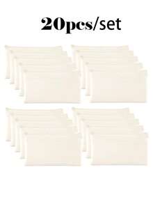 50/20/10/5件套空白帆布铅笔盒，配彩色拉链，DIY工艺绘画空白升华化妆包，洗漱用品收纳袋，学生文具袋，学校用品拉链袋，创意礼品袋，适合生日、节日、母亲节、情人节、开斋节等场合，轻便旅行收纳袋，个人物品收纳袋 - 米色 - 查看 44