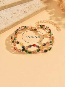 1 chiếc vòng tay dây mảnh đính đá nhiều màu sắc, kiểu dáng tối giản cổ điển, trang sức thời trang mạ vàng đa năng, có thể điều chỉnh độ dài, phù hợp đeo hàng ngày và trong tháng Ramadan, màu sắc được phối ngẫu nhiên. - Nhiều màu - Xem 4