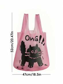 50pcs Thickened Garbage Bags, Vest-Style Portable Household Trash Bags, Cute Red Cat Trash Bags, Large Kitchen Food Waste Bags, Economic And Practical Cleaning Bags