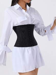 1pc Elastic Waist Belt, Slimming Waist Cincher For Dresses, Suits, Jackets, Versatile Accessory - Black - View 2