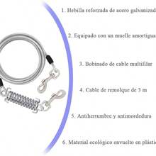 Correa para Perros, Correa de Acero,Correa para Perro de Alta,Perfecta para Perros Grandes Medianas y Pequeas,3 Metros (Plata) - plata - Ver 7