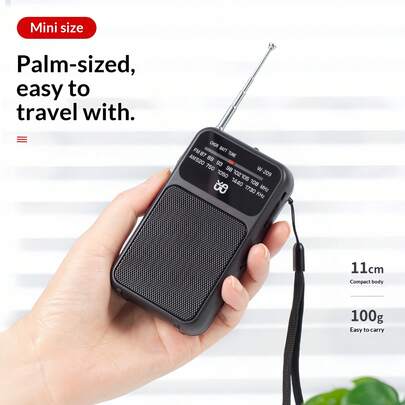 便携式袖珍收音机，适合户外、运动、露营，全频段全频道收音机