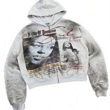 2026 Unisex Retro High Street Hooded Cardigan -  Diamond Print Winter Knit Sweater - 灰色 - 查看 3