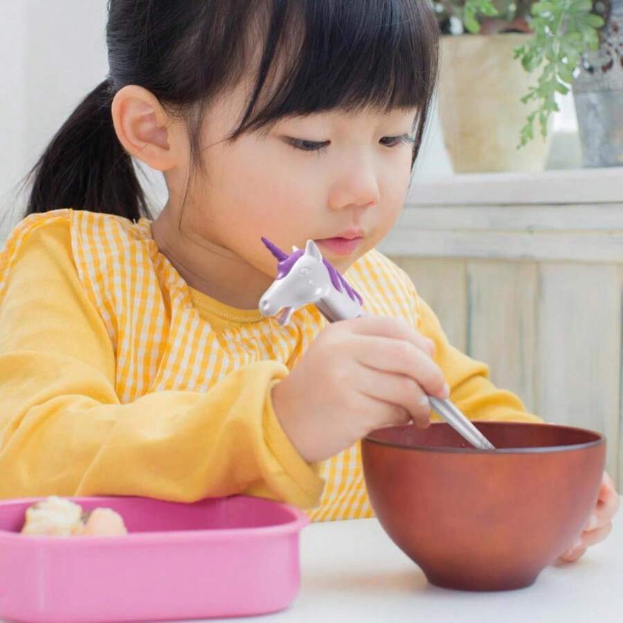 Genuine Fred MUNCHTIME Unicorn Chopsticks For Kids, Purple And White, Reusable Beginner Chopsticks With Animated Interactive Design, Fun Gift And Picky Eater Solution - ColorK - 查看 1