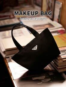 Prada Women's Canvas Tote Bag, Handbag, Travel Essential, Shoulder Bag, Storage Bag, Commuter Bag, Office Bag - Black - View 2