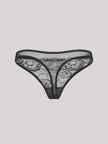 Hourtrue 1套女款素色蕾絲無鋼圈舒適內衣文胸與內褲兩件組，性感內衣，優雅套裝，蕾絲優雅文胸與內褲套裝，適合夏季 - 黑色 - 查看 6