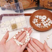 10-Compartment Box ABS Faux Pearl Bead DIY Craft Kit For Handmade Bracelet, Necklace, Phone Chain - White - View 4