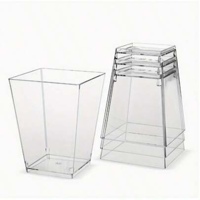 50/25/20/10pcs Thick Transparent Mousse Cups, Cake Cups, Freeze-Resistant, Anti-Crack, Anti-Slip Design, Elegant Transparent Party Cups. Suitable For Cocktails, Desserts, Cold Drinks, Weddings, Birthdays, Catering, Home, Travel