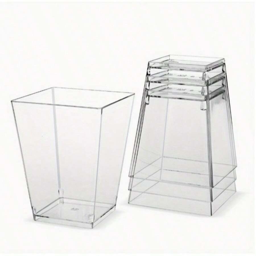 Transparent Mousse Cups, Freeze-Resistant, Shatterproof, Anti-Slip Design, Elegant Transparent Party Cups. Suitable For Cocktails, Desserts, Cold Drinks, Weddings, Birthdays, Dining, Home, And Travel