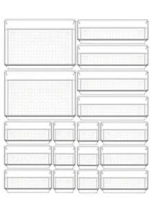 1/2/5/7/11/18/25/37 قطعة من مقسمات الأدراج البلاستيكية الشفافة، مجموعة منظم الأدراج، صناديق تخزين المكياج، مناسبة لتخزين مستحضرات التجميل والمجوهرات والحمام والأغراض الصغيرة، كذلك للغرفة والمكتب - شفاف - مشاهدة 2