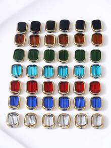 EECLYCJ 20颗复古风格10x12毫米长方形玻璃珠，金边，适合女性DIY友谊手链、耳环、项链、手机链、波西米亚风首饰制作材料