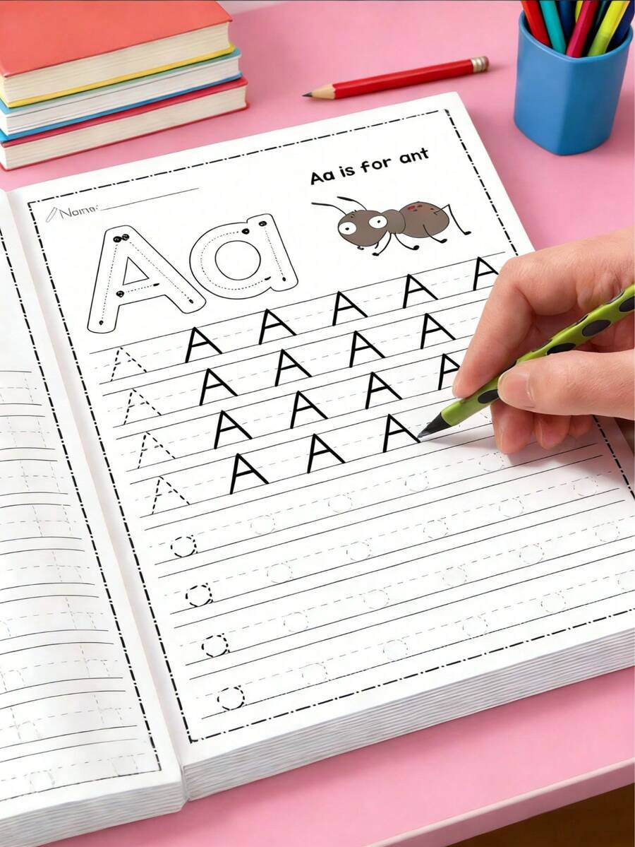 1/2/4pcs 32-Page ABC Letter Tracing Workbook Notebook | Suitable For Preschool And Kindergarten ABC Letter Practice | Fun Early Writing Practice Notebook With Drawing Pages, Practice Book, Magic Words, Great Gift And Practical Durable English Writing Notebook, Ideal For Back To School Season - Multicolor - View 1