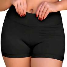 Calcinha Boxer Feminina Shorts Sem Costura Cintura Alta Lisa Segunda Pele Estilo Box Shortinho - Preto - Visão 11