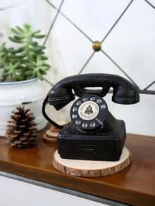 1pc Classic Retro Telephone Replica: This Retro Telephone Showcases The Elegant Aesthetics Of Communication, Transporting You Through Half A Century, Just To Speak With You. It Is Both A Nostalgic Antique Telephone Prop For Photography, As Well As A Perfect Home Decor Piece For Living Rooms, Offices, Bedrooms, Bookshelves And Desktops. It Also Makes A Unique Gift For Halloween, Christmas And Thanksgiving. - Black Retro Phone Type a - View 10