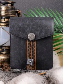1pc Medieval Vintage Coin Purse/Viking Style Waist Bag, High-Quality Belt Pouch Decorated With Intricate Floral Patterns, Braided Rope Details And Secure Metal Buckle - Suitable For Everyday Use And Festive Occasions Like Halloween. - Multicolor - View 9