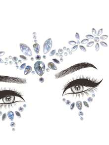 1sheet Face Gem Stickers, Acrylic Gems Stickers, Self-Adhesive Rhinestone Sticker For Party, Club,Halloween, Festival Face Decorations - Multicolor - View 10
