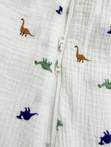 Soft Breathable 0.5 TOG Sleeping Bag | Baby Sleeveless 100% Cotton Crinkle Gauze Muslin Sleepsack For Spring Summer Dinosaur Printed Sleep Sack 0-18M - Dinosaur - View 5