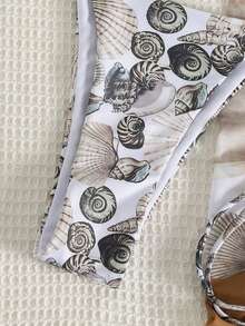 Bộ bikini 3 mảnh dành cho nữ - Họa tiết thế giới đại dương với điểm nhấn vỏ sò, áo bikini tam giác, quần bikini buộc dây bên hông và váy che tam giác voan mỏng, trang phục đi biển mùa hè tươi mát. - Nhiều màu - Xem 8