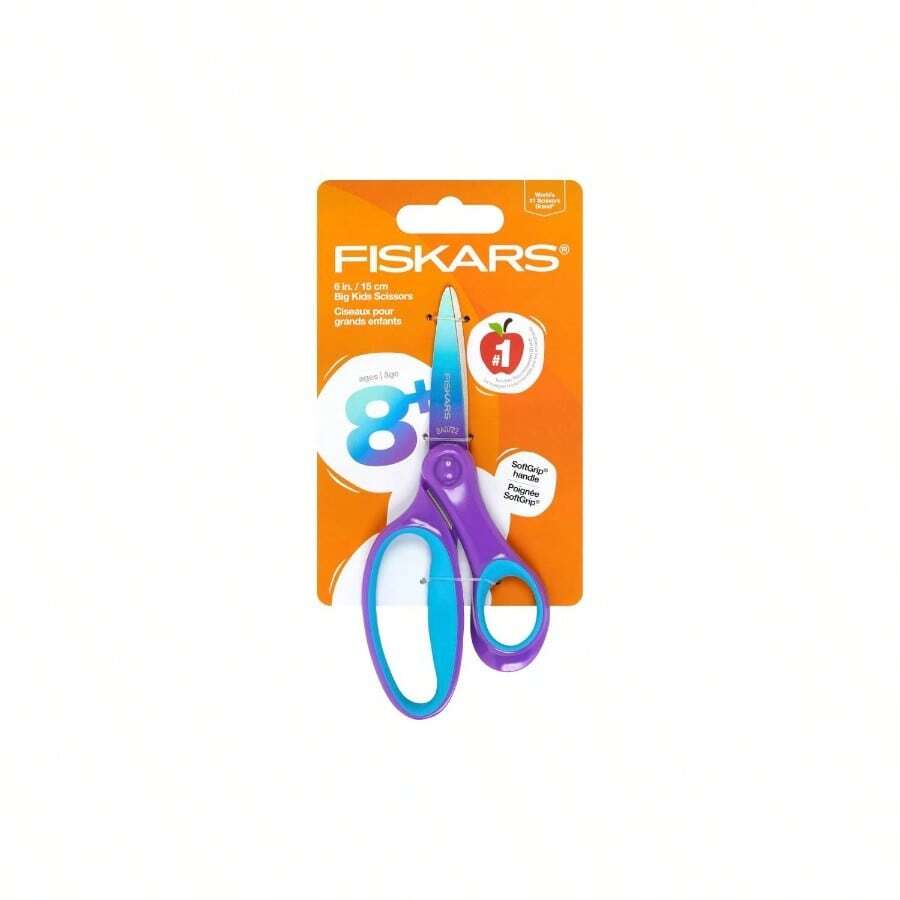 Softgrip 6 Inch Big Scissors Ages 8 - 11, Scissors School Or Crafting, Turquoise - Purple Ombre - Ombre - View 1