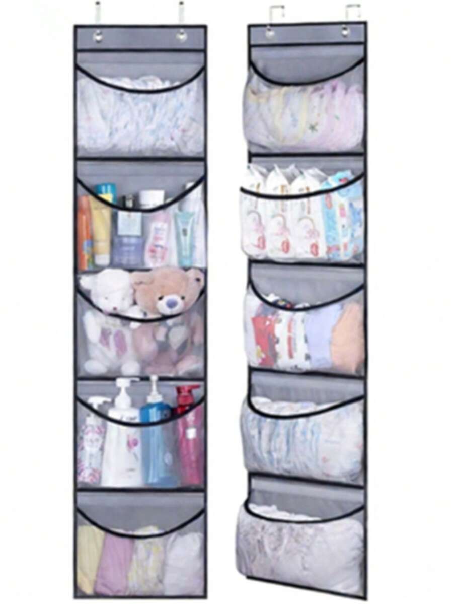 1pc Large Capacity Multi-Pocket Organizer Hanging Storage Bag, Non-Woven Fabric Wardrobe Organizer For Underwear, Toys, Toiletries, Miscellaneous Items, Clothes, Socks Etc. - White - View 1