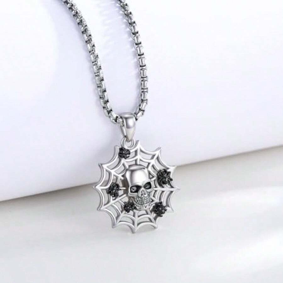 Collar diseño cruz hombre plata oxidada colgante cruz gótica terror regalo hombres mujeres plateado - como en la foto - Ver 1