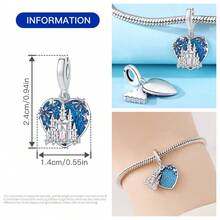 CYMYSS 1pc Fairy Tale Inspired Silver-Tone Plated Cubic Zirconia Moon Fairy/Castle/Crystal Ball Pendant, Unisex, Women's Birthday/Holiday Gift