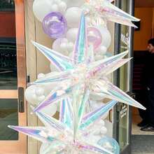 8pcs/Set Colorful Water Drop Explosion Star Balloons, 40 Inch Transparent Foil Explosion Star Balloons, Suitable For Birthday, Wedding, Bachelor, Disco Party Decoration, Party Balloons Decoration, Birthday, Wedding Decoration, Concert Decoration, Mermaid Party Decoration, Valentine's Day Theme Decoration - Clear - View 3