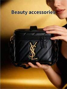 Yves Saint Laurent Black Quilted One Shoulder Bag, Chain Crossbody Bag, Large Capacity, Fashionable Gift For Valentine's Day (Everyday/Party)