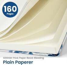 Blank Journal Notebook For Women &Amp; Men, Hardcover Leather Journal For Writing, Sketch Book, A5 Plain Paper Notebook For Drawing &Amp; Sketching, , Perfect For Office School Home Supplies, Watercolor Petal - ColorR - 查看 2